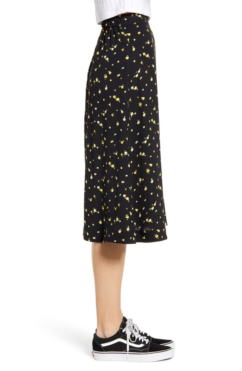BP. Floral Side Button Midi Skirt, Alternate, color, 