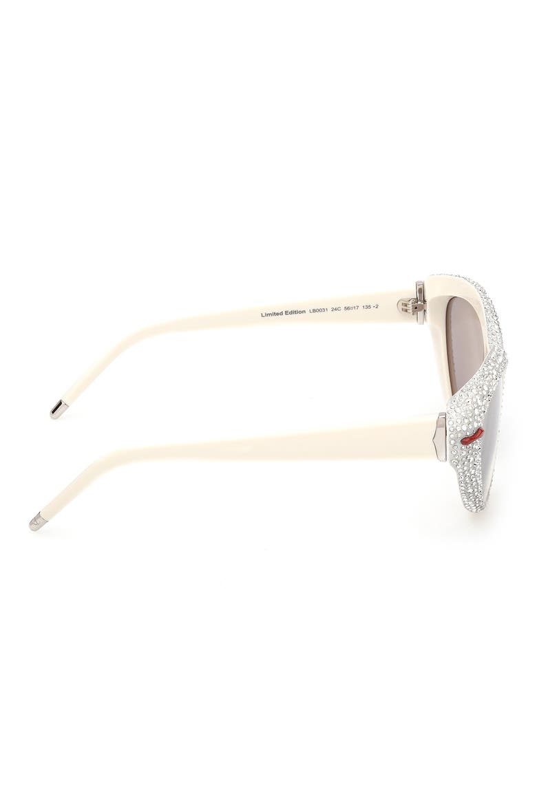 56mm Cat Eye Sunglasses, Alternate, color, WHITE / SMOKE MIRROR