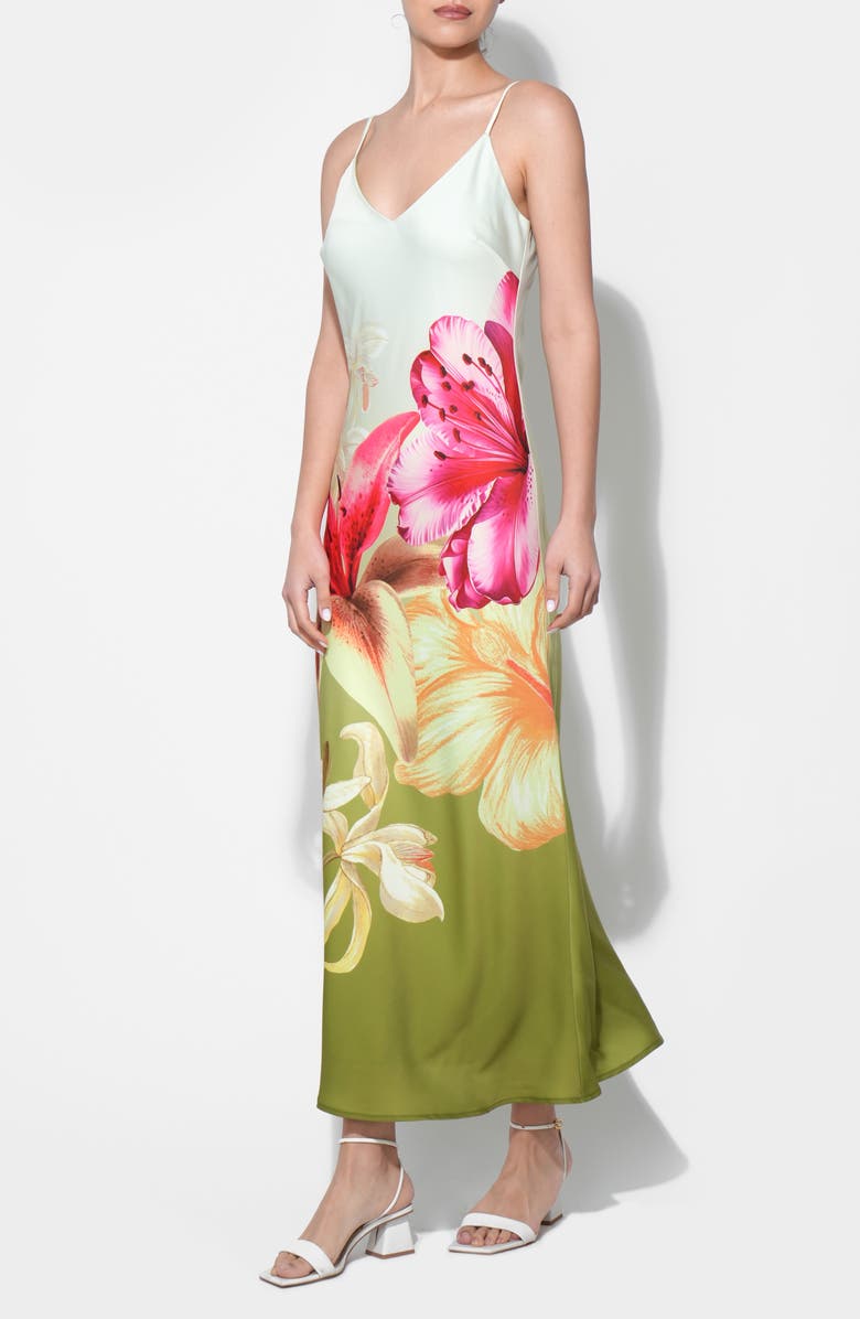 Adelyn Rae Cecilia Gradient Floral Print Slipdress, Alternate, color, Lime Multi