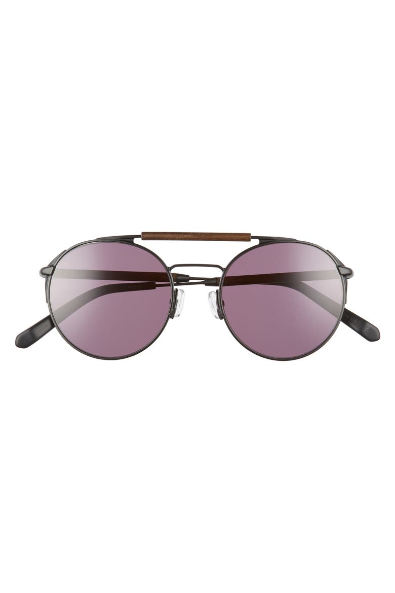 Bandon 52mm Round Sunglasses, Alternate, color, BLACK/ WALNUT/ GREY