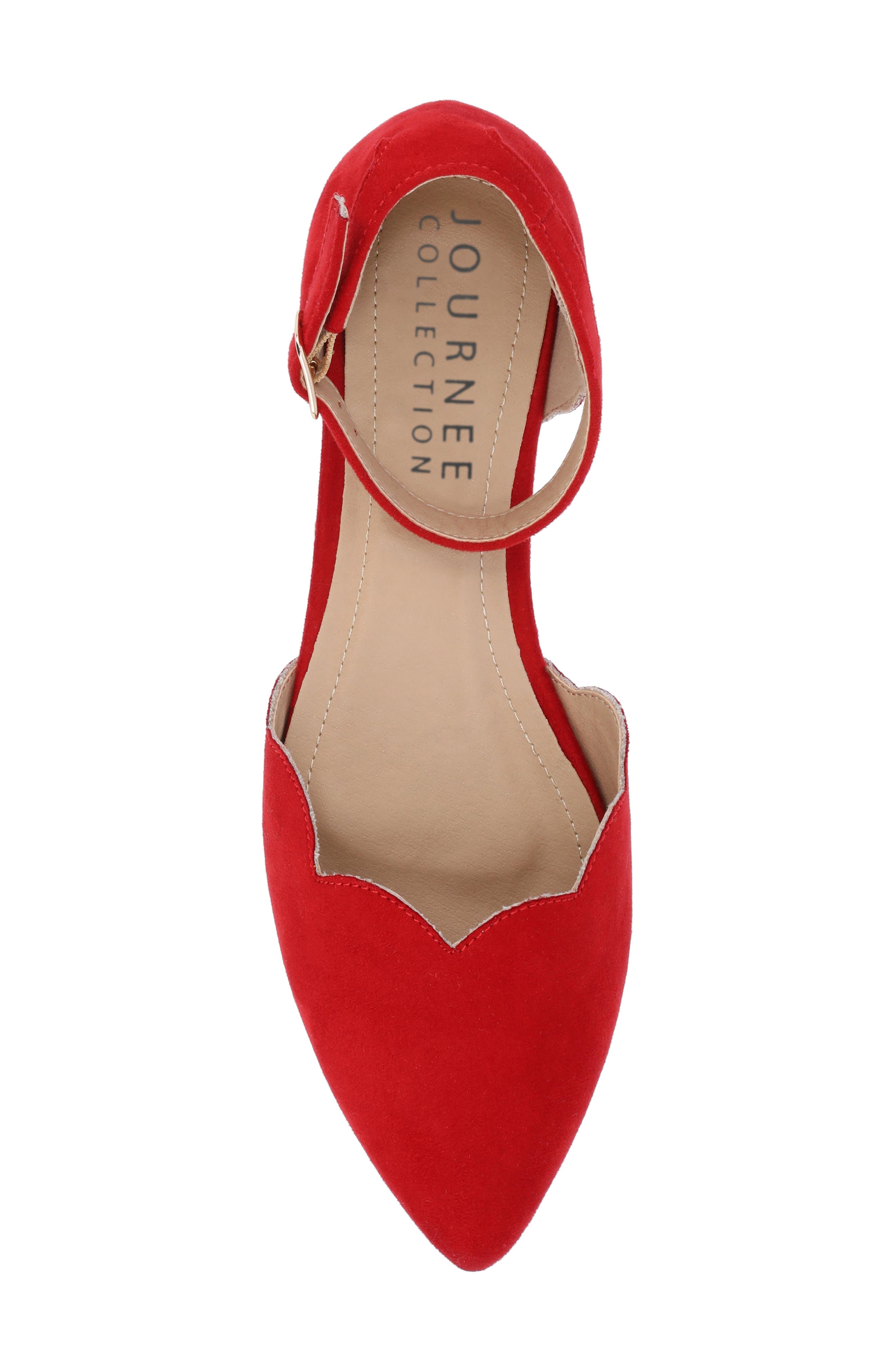 Journee Collection Lana Ankle Strap Flat - Wide Width, Alternate, color, Red