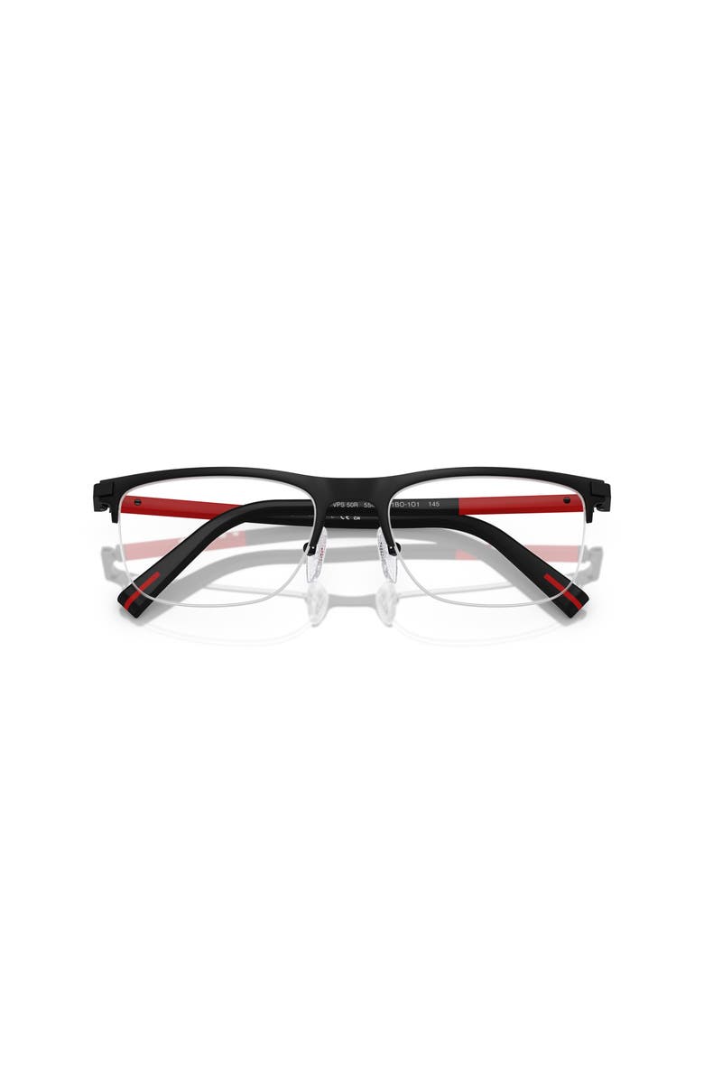 Prada Linea Rossa 53mm Rectangle optical glasses, Alternate, color, Black