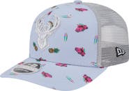 New Era Men's New Era Light Blue/Gray Milwaukee Bucks Adventure Aloha Pattern 9SEVENTY Stretch-Snap Hat