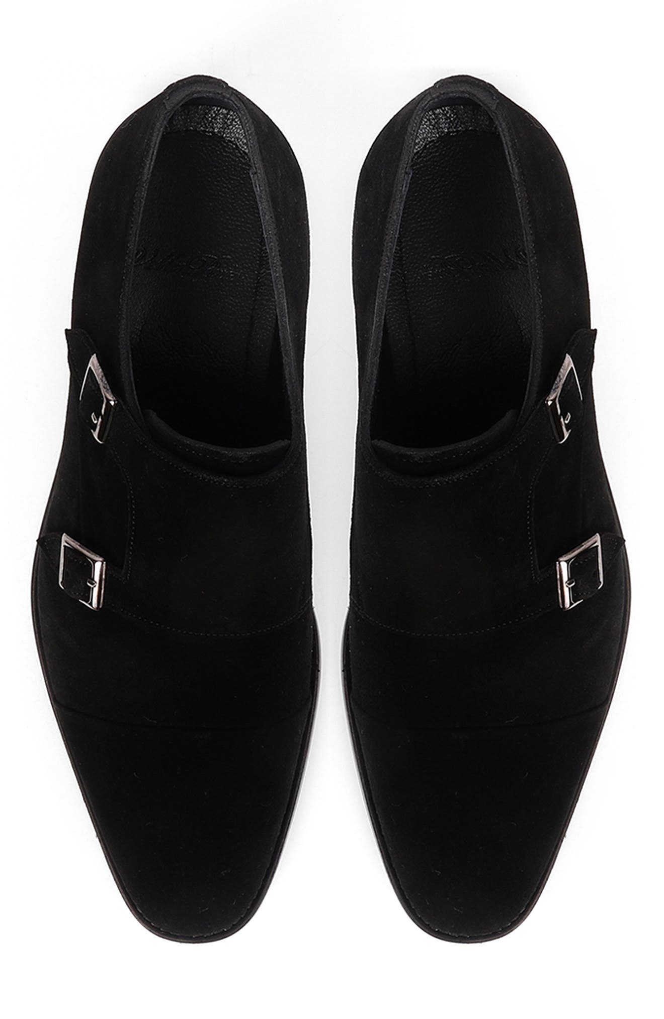VELLAPAIS Mico Double Monk Strap Leather Loafer, Alternate, color, Black