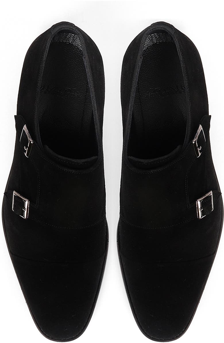 VELLAPAIS Mico Double Monk Strap Leather Loafer, Alternate, color, Black