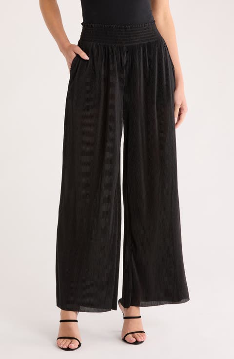 Plissé Wide Leg Pants