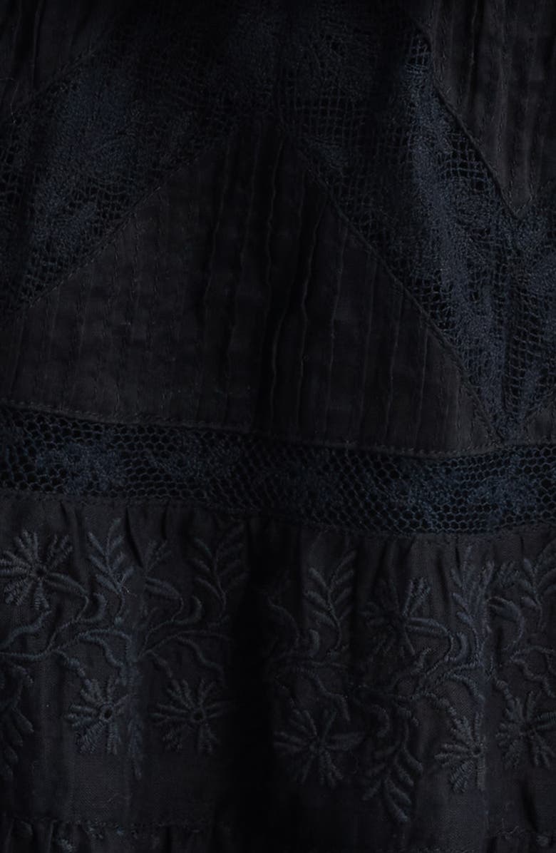 LoveShackFancy Rowina Lace Ruffle Hem Camisole, Alternate, color, Black