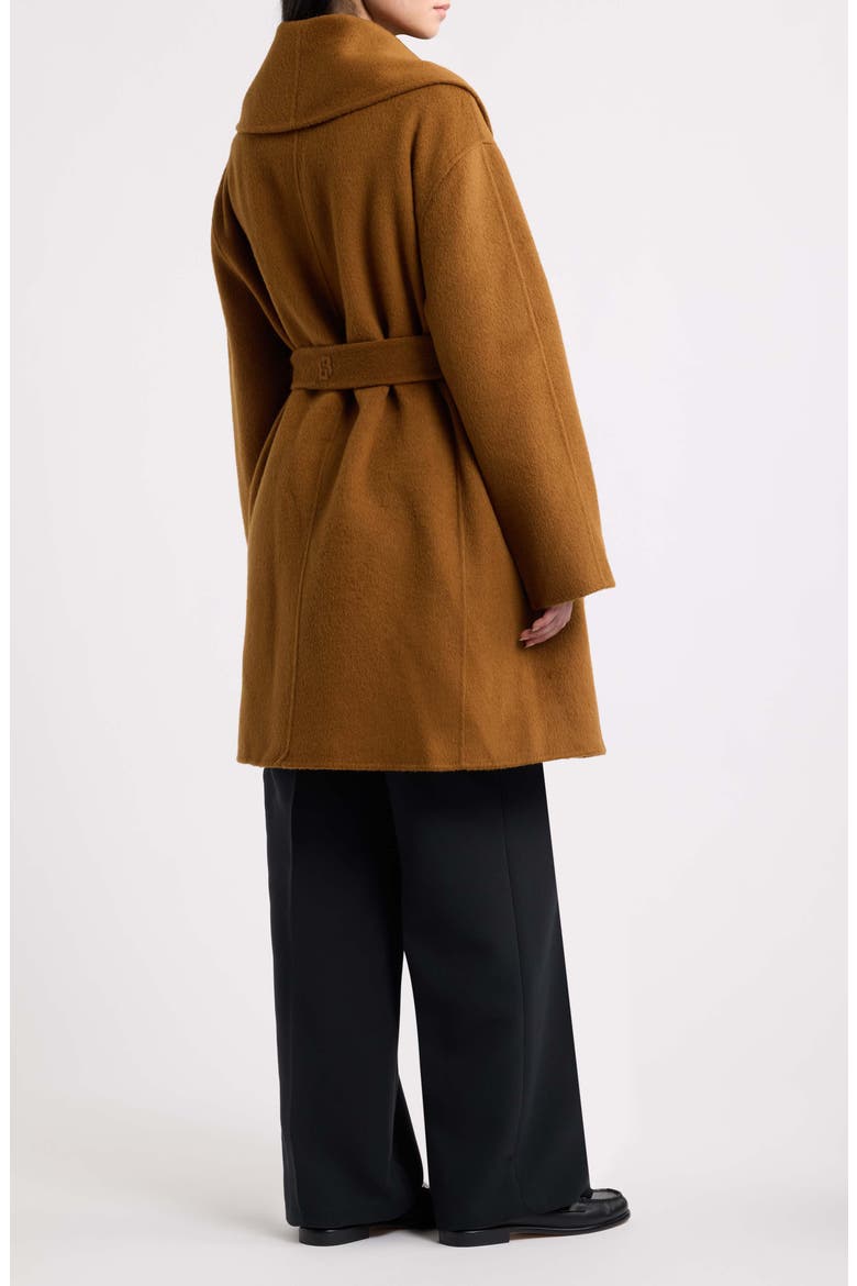Cariby Belted Wool Blend Coat, Alternate, color, BROWN OVERFLOW