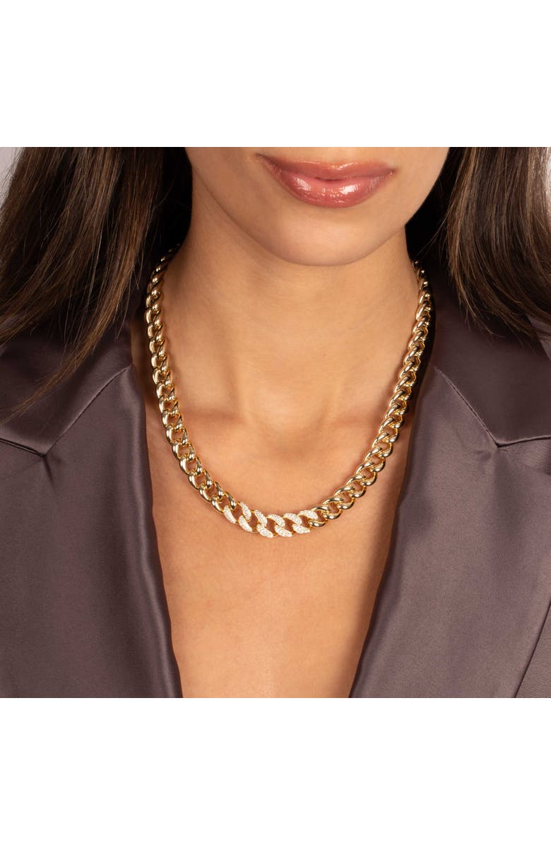 BY ADINA EDEN Pave Accent Curb Link Necklace, Alternate, color, Gold