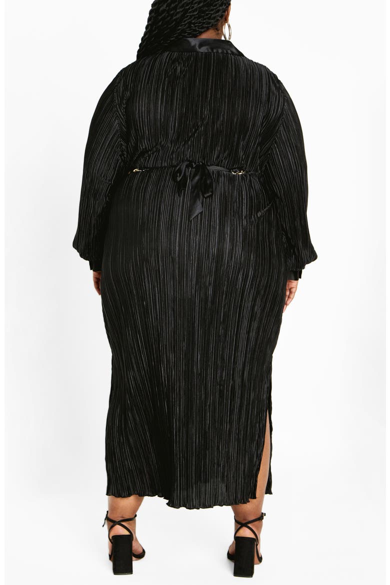 Amirah Plissé Long Sleeve Maxi Shirtdress, Alternate, color, BLACK