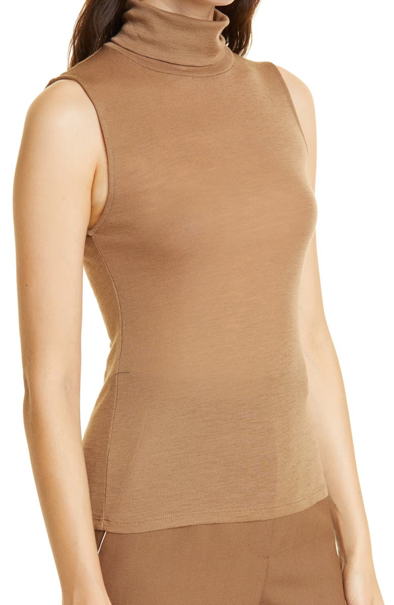 Vince Sleeveless Turtleneck Wool Top, Alternate, color, Dark Taupe