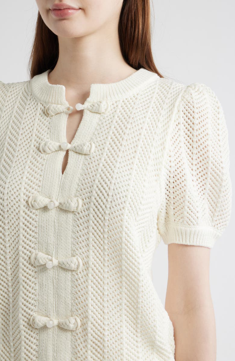 Elie Tahari The Billie Bow Cardigan, Alternate, color, Sky White