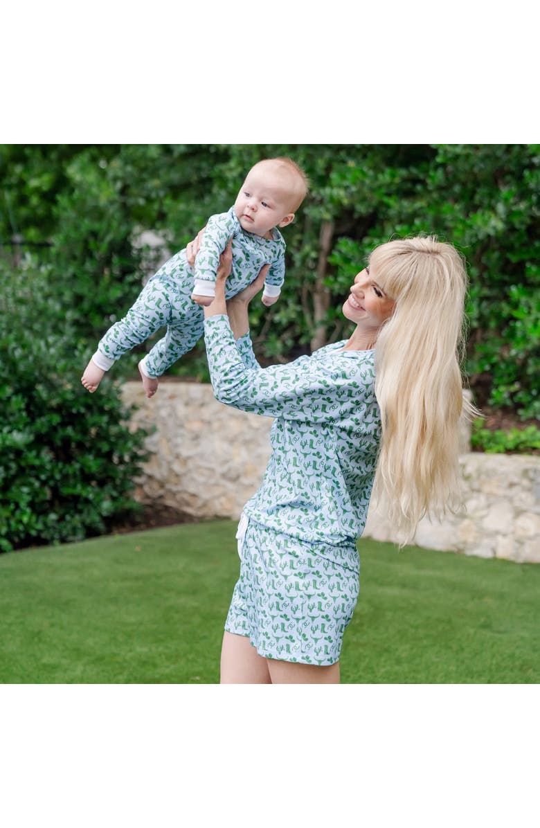 Lila and Hayes Anna Women's Pajama Longsleeve Top Short Set, Alternate, color, Wild West Blue