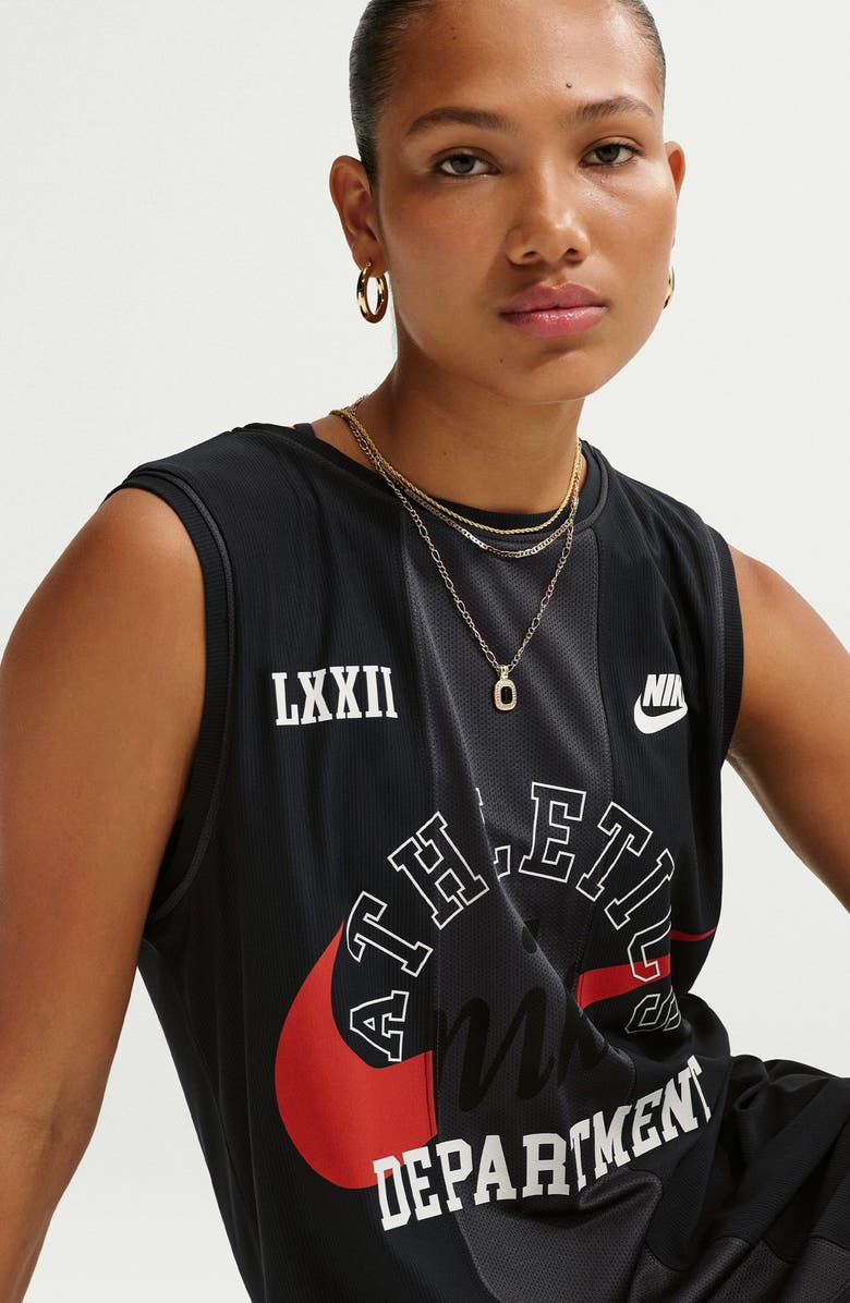 Nike Mesh Stretch Cotton Basketball Jersey, Alternate, color, Black/ Anthracite/ Black/ Sail