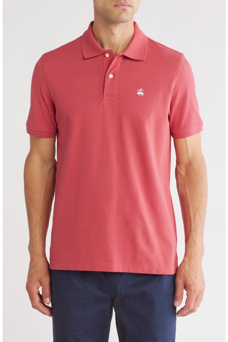 Cotton Piqué Polo, Main, color, GARNET ROSE