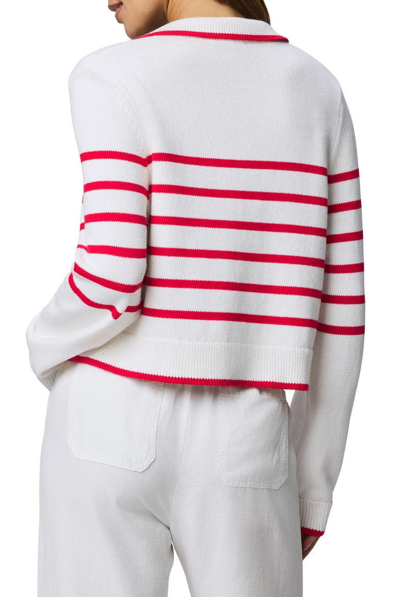 Nicolette Stripe Cardigan, Alternate, color, WHITE/ ROUGE