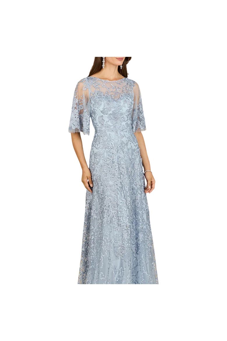 Cape Sleeve Mother's Gown, Alternate, color, LightBlue