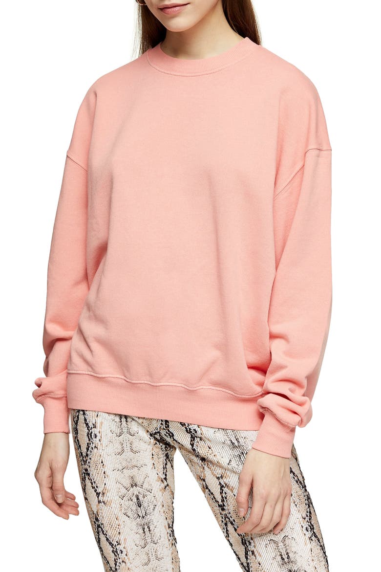 Stonewash Crew Sweatshirt, Main, color, DUSTY PINK