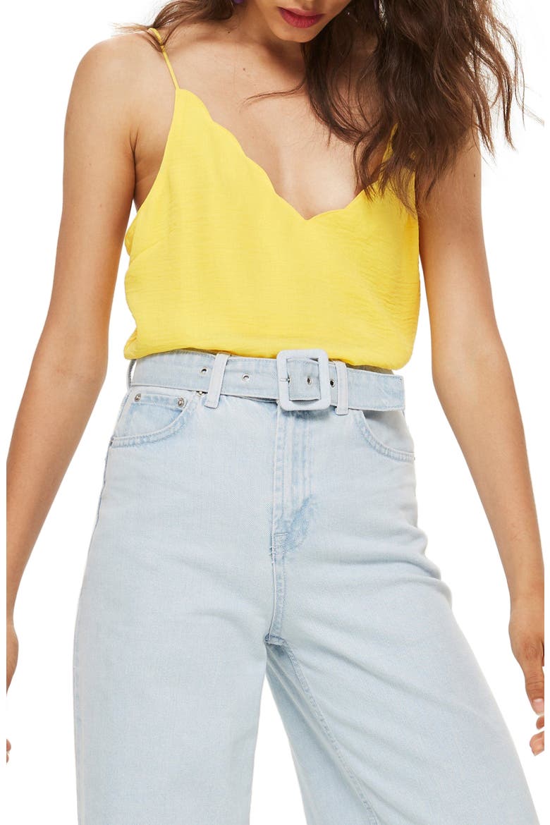 Satin Scallop Cami, Main, color, LIGHT YELLOW