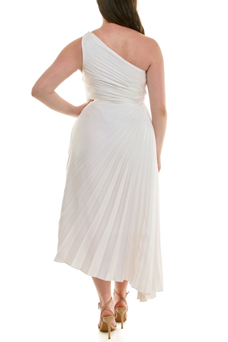 One Shoulder Pleat Midi Dress, Alternate, color, CLOUD DANCER