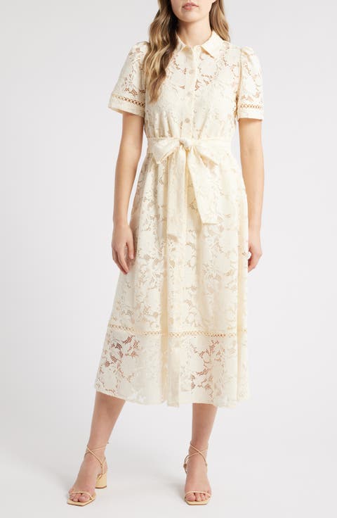 Lace Tie Waist Shirtdress