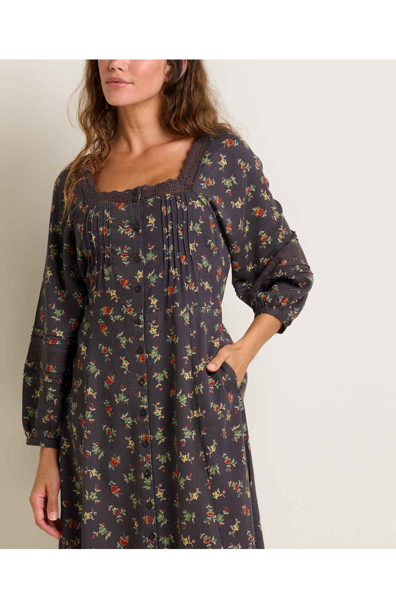 Toad & Co Manzana Square Neck Long Sleeve Dress, Alternate, color, Soot Graphic Print