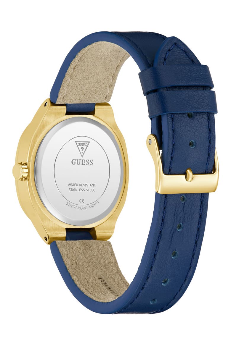 Square Goldtone Leather Strap Watch, 32mm, Alternate, color, CHAMPAGNE