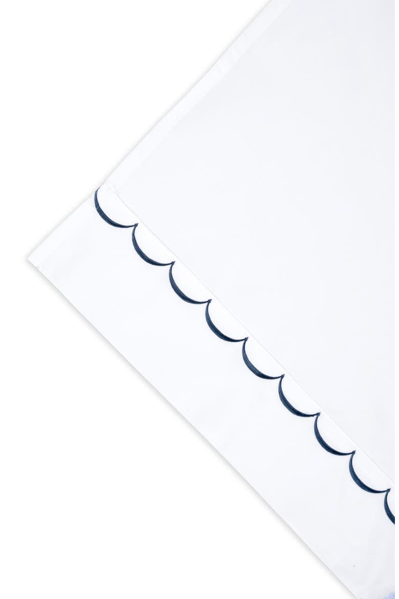 Scalloped Edge Embroidered 600 Thread Count Pillowcases, Alternate, color, WHITE/ NAVY