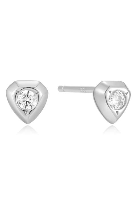 Sparkling Shield Stud Earrings