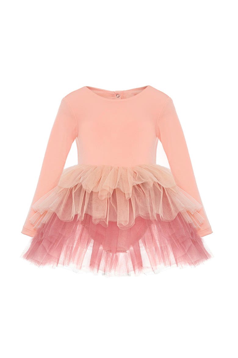 Dusty Long Sleeve Fluffy Tutu Dress, Alternate, color, Salmon Dusty