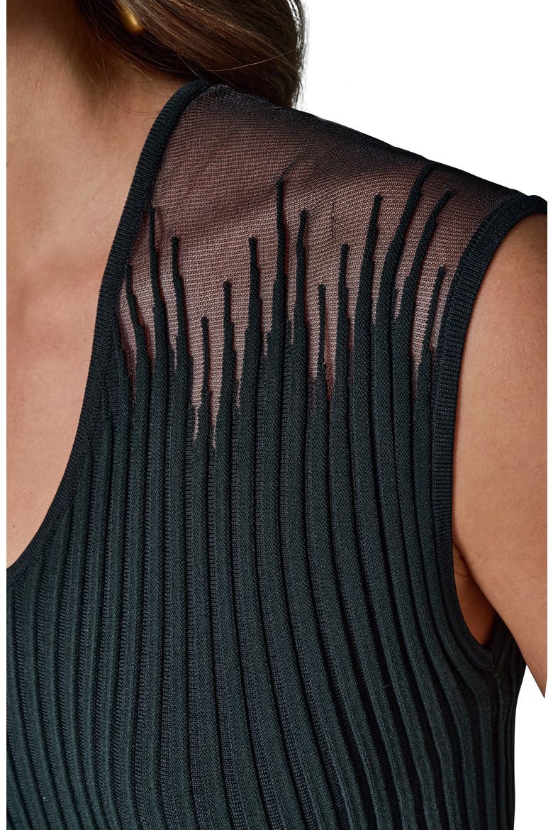 V-Neck Sleeveless Ribbed Sweater, Alternate, color, BLK FOREST
