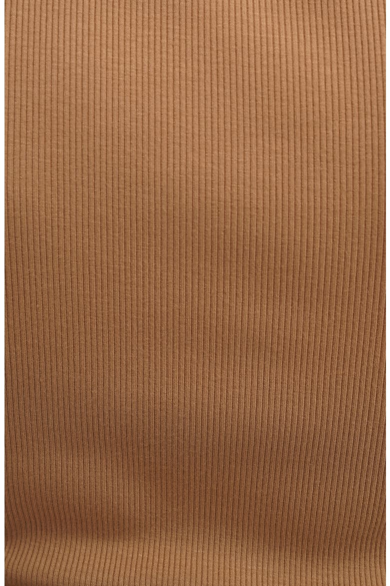 Scallop Trim Short Sleeve Ribbed Top, Alternate, color, WARM SAND