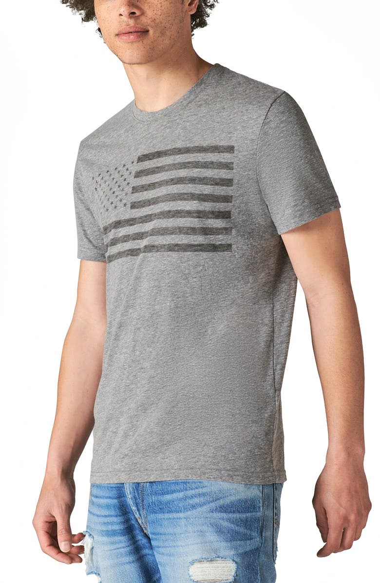 Lucky Brand US Flag Graphic Tee, Alternate, color, Grey