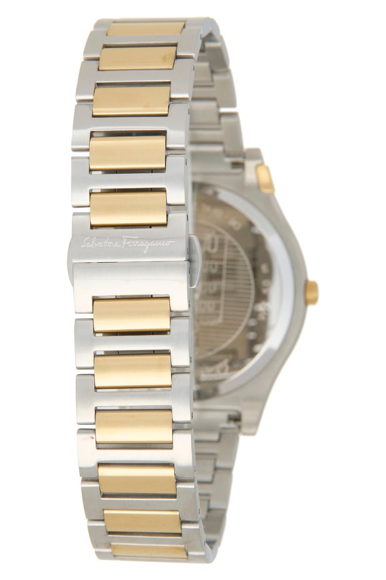 Gancini Two-Tone Bracelet Watch, 44mm, Alternate, color, GREEN/ TWO TONE