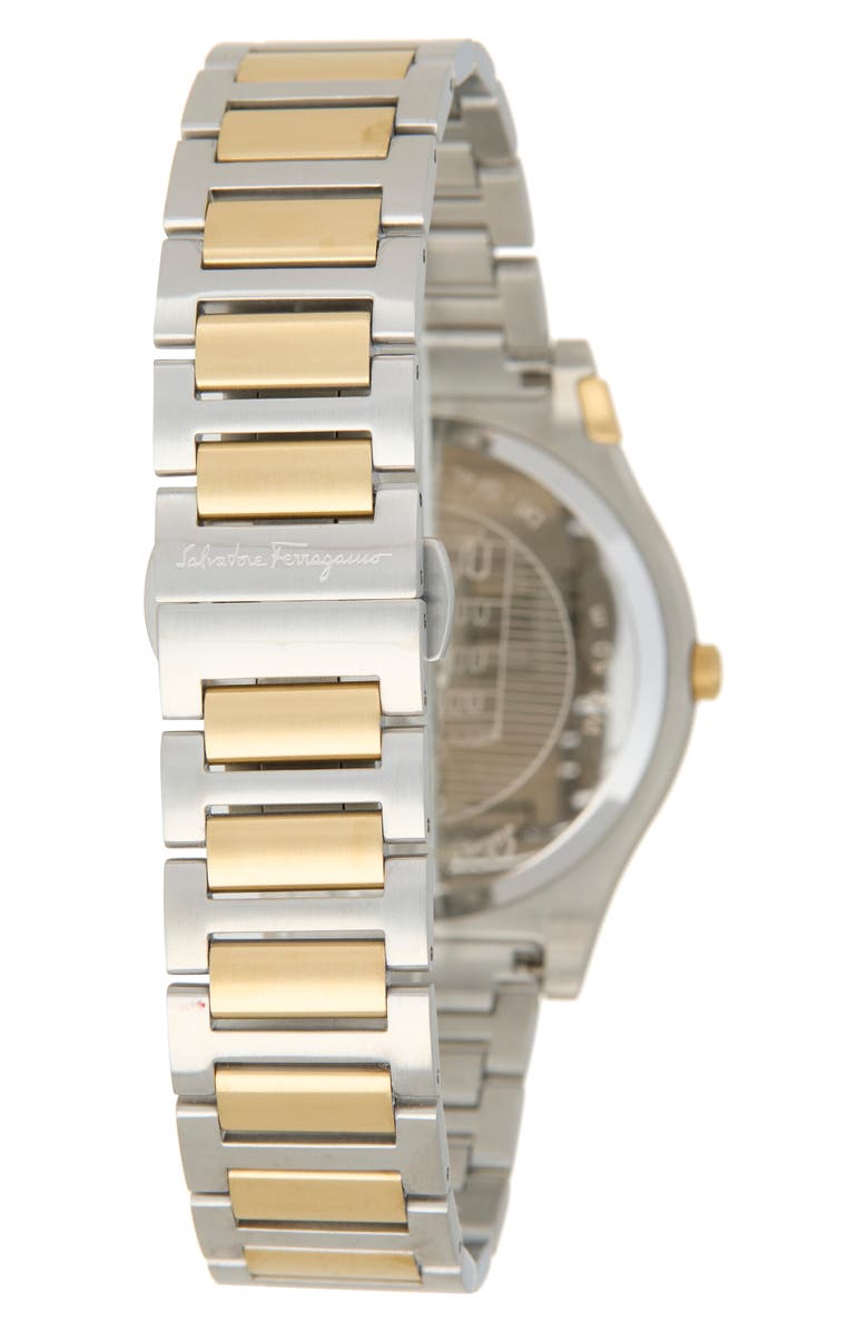 FERRAGAMO Gancini Two-Tone Bracelet Watch, 44mm, Alternate, color, Green/ Two Tone