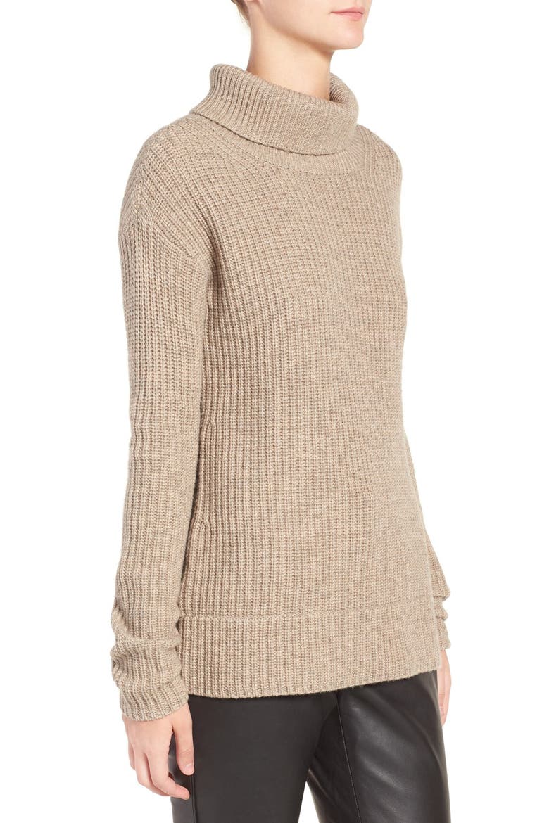 Olivia Palermo + Chelsea28 Open Back Wool & Cashmere Turtleneck Sweater, Alternate, color, TAN PORTOBELLO HEATHER