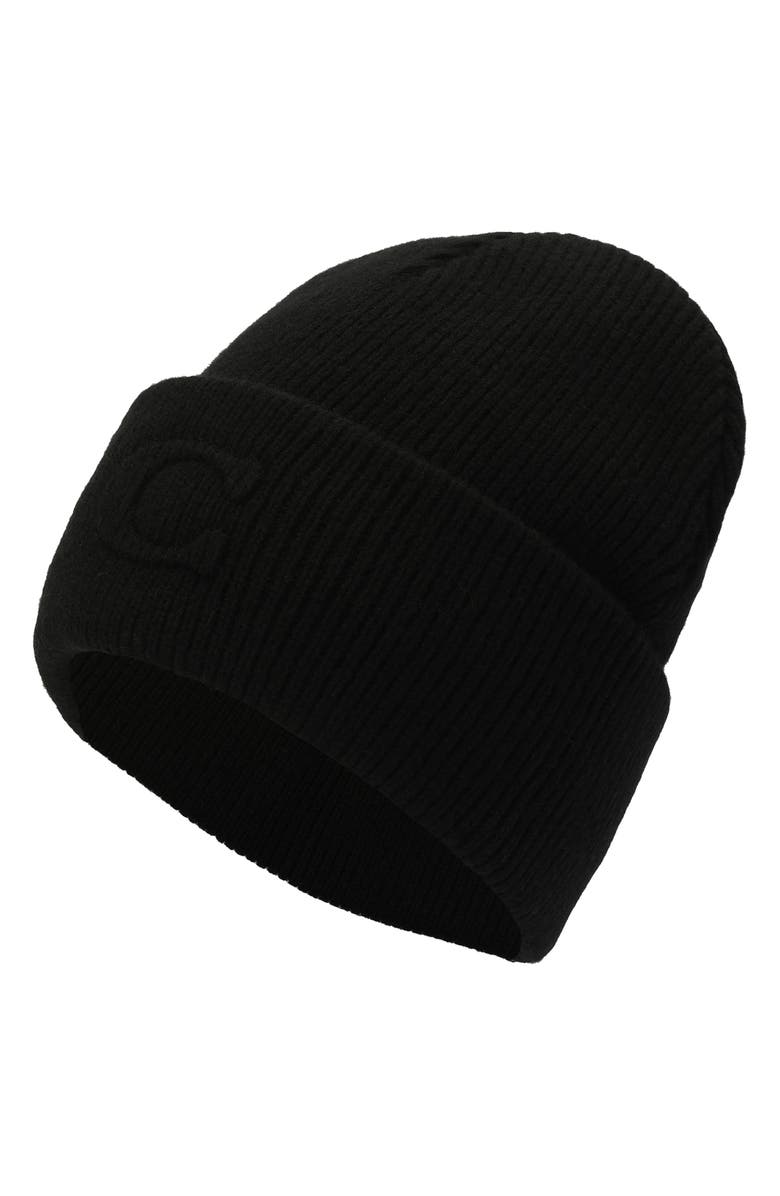 COACH Rib Embossed Beanie, Alternate, color, Black