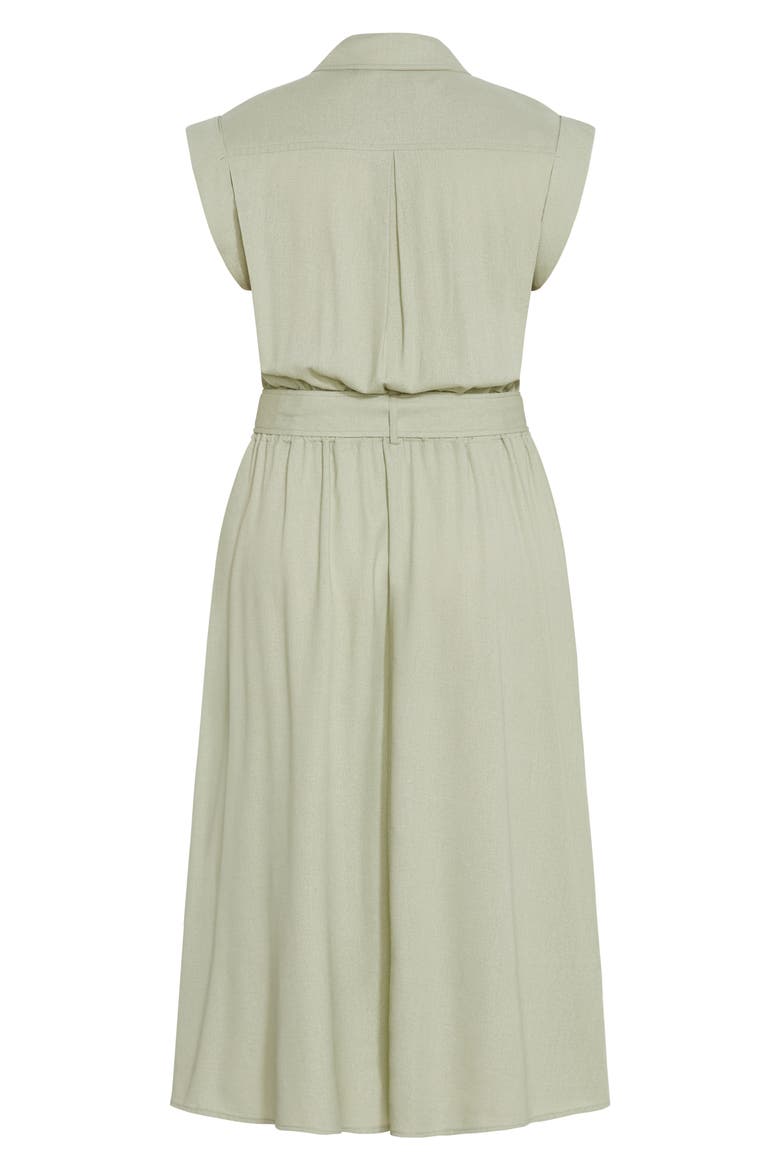 Cap Sleeve Utility Zip Midi Shirtdress, Alternate, color, SAGE