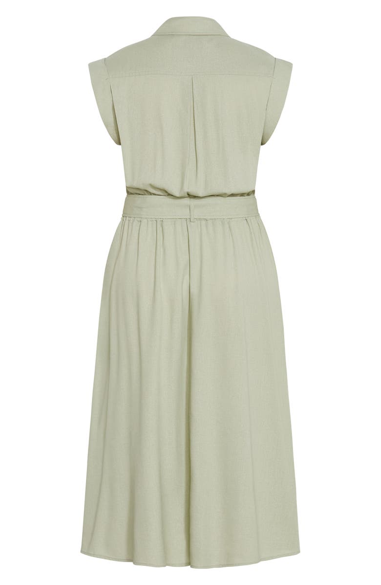 City Chic Cap Sleeve Utility Zip Midi Shirtdress, Alternate, color, 