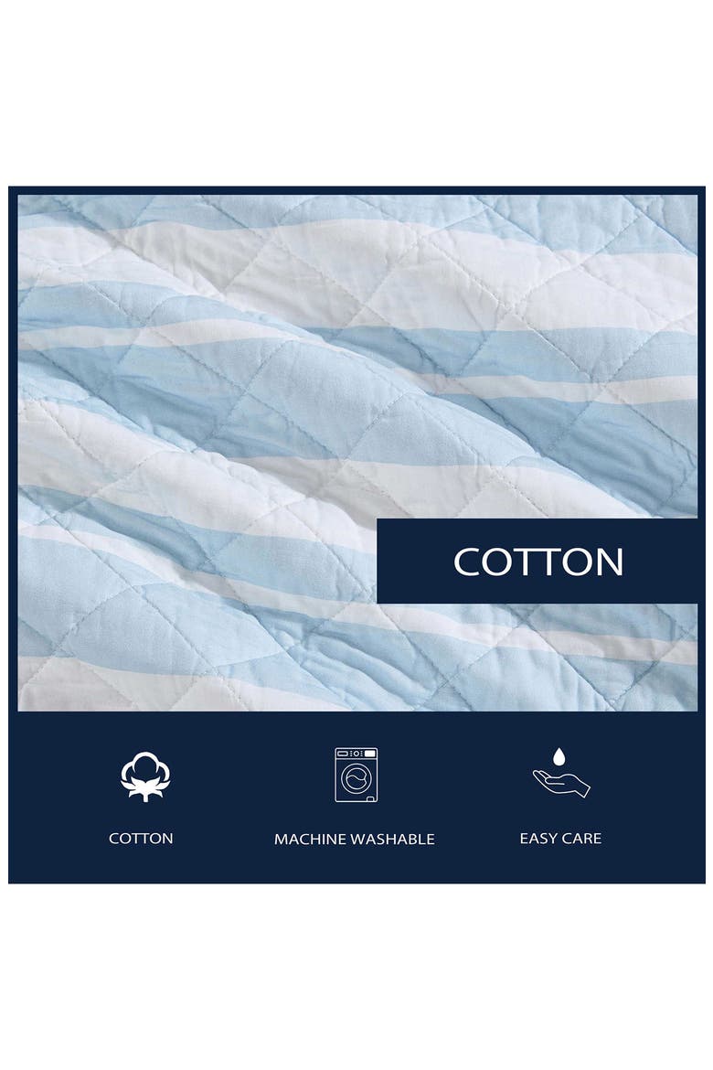 Seafront Stripe Reversible Cotton Comforter & Sham Set, Alternate, color, BLUE