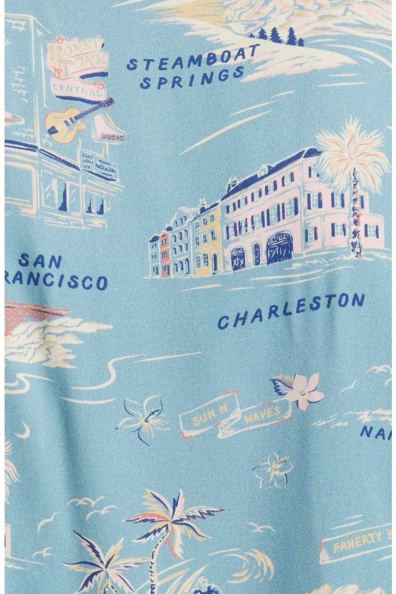 Kona Print Short Sleeve Terry Button-Up Shirt, Alternate, color, FAHERTY TOUR PRINT