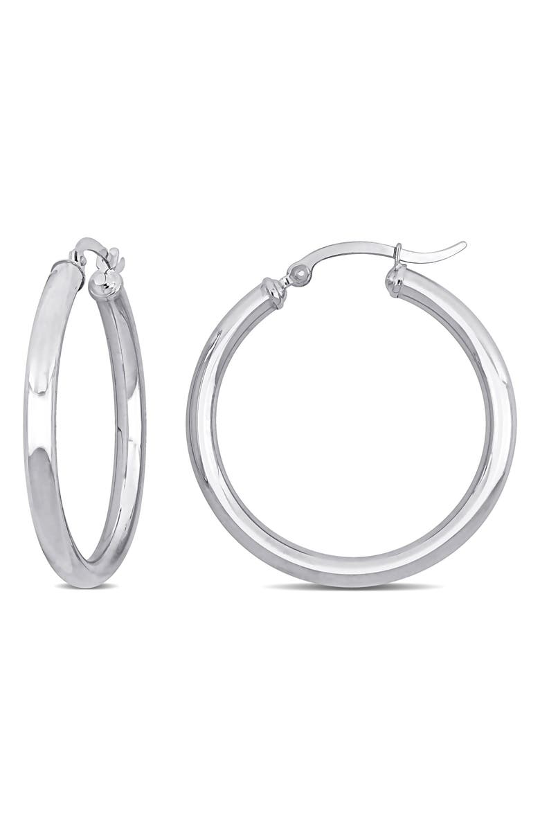 DELMAR 10K Gold Hoop Earrings, 33mm, Main, color, White Gold