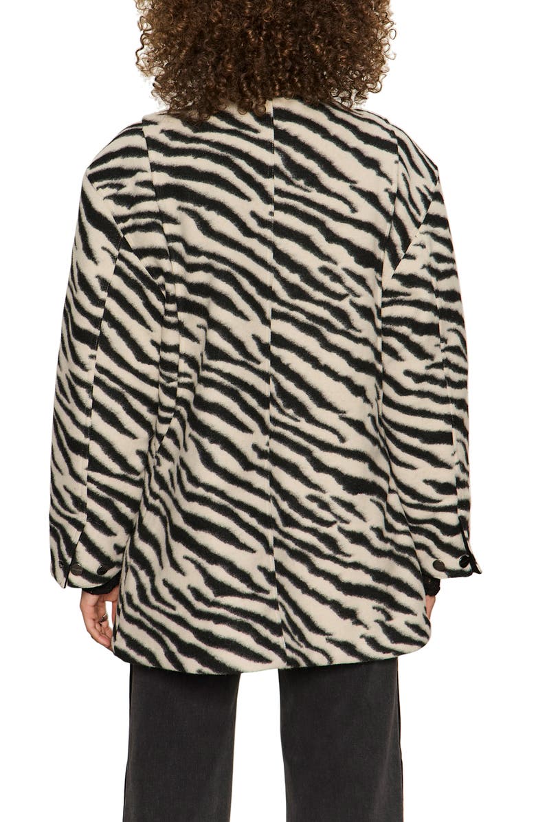 Sanctuary Soirée Zebra Print Barn Jacket, Alternate, color, Striking White