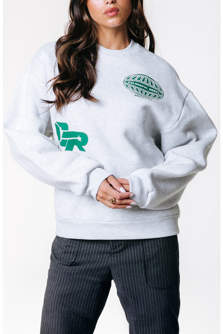 Racer Logo Dropped Shoulder Sweat, Main, color, Light grey melange