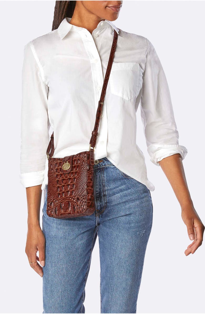 Brahmin Marley Croc Embossed Leather Crossbody Bag, Alternate, color,