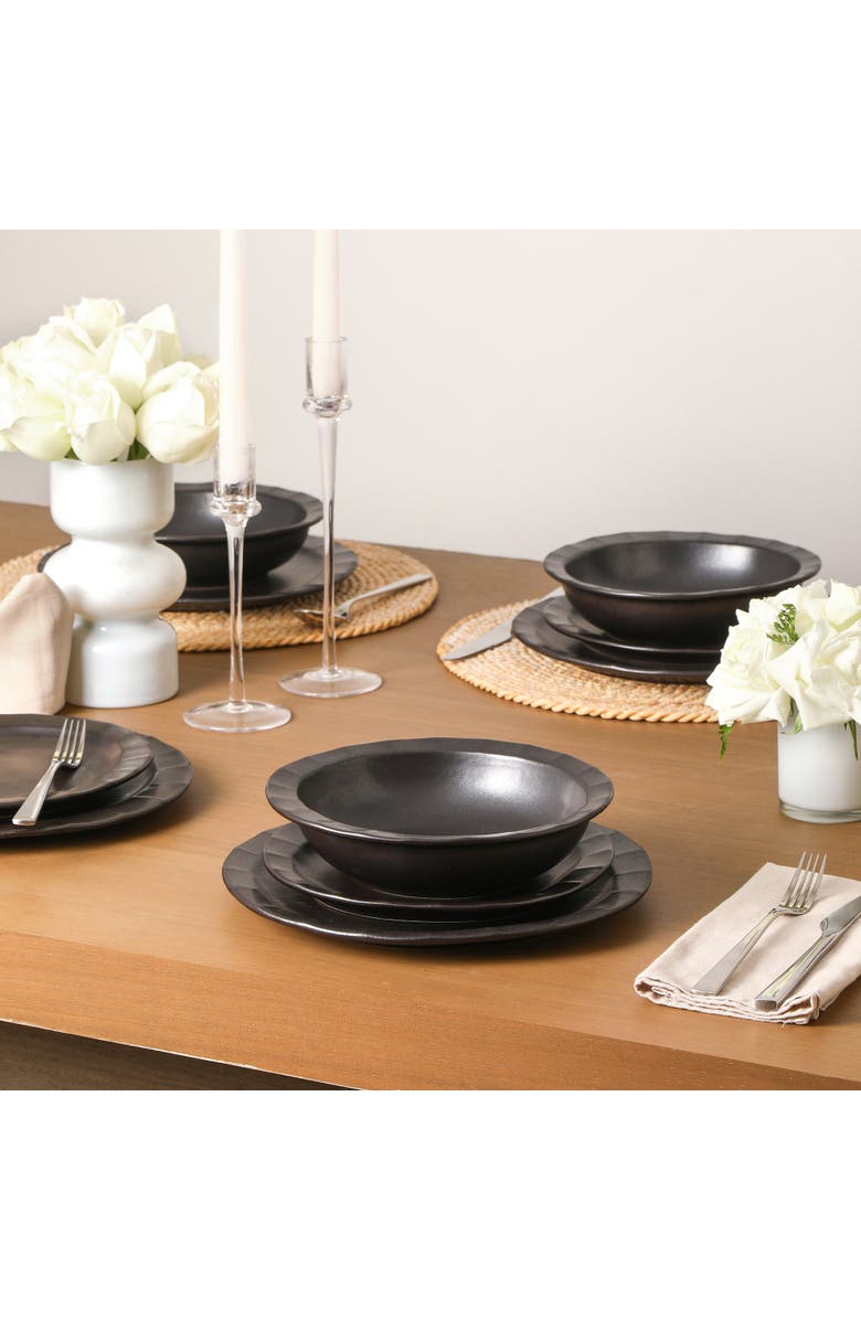 Stone Lain Oasis Stoneware 12-Piece Dinnerware Set, Alternate, color, Black