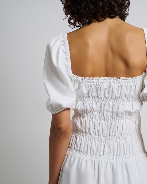 Onia Air Linen Smocked Mini Dress In White