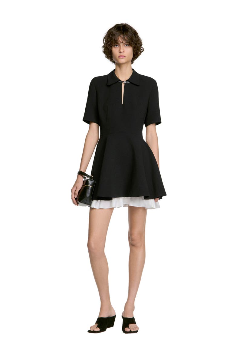 Short contrast skater dress, Alternate, color, Black