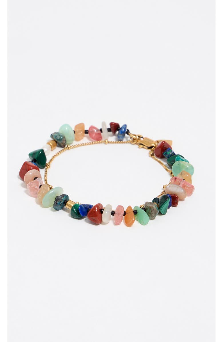 Bimba y Lola Double-Layer Chain Multicolor Stones Bracelet, Main, color, 