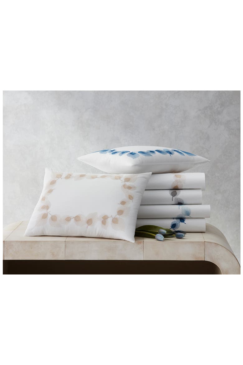 Feather Embroidered Duvet Cover, Alternate, color, CHAMPAGNE